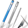 2 Pieces Diamond Retractable Knife Sharpener Steel Sharpening Rod for Kitchen Outdoor Serrated Stick Tools (Blue, Silver)