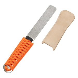 Double-eye diamond whetstone file with leather whetstone strap, coarse grinding 325 grit / super fine grinding 1200 grit.