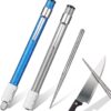 2 Pieces Diamond Retractable Knife Sharpener Steel Sharpening Rod for Kitchen Outdoor Serrated Stick Tools (Blue, Silver)